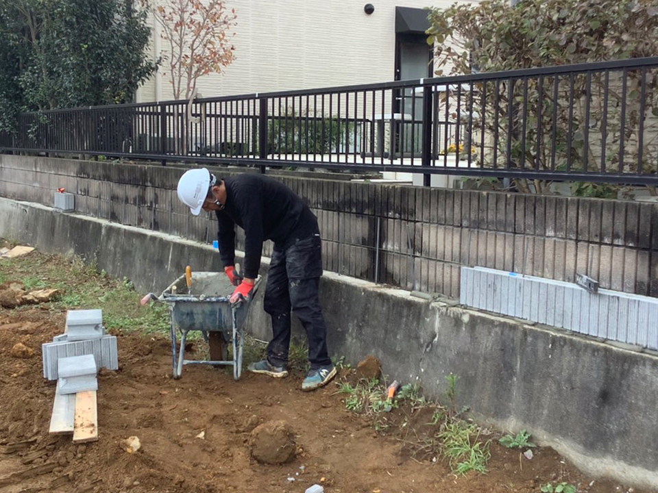 茨城県水戸市千波町 外構ブロック工事