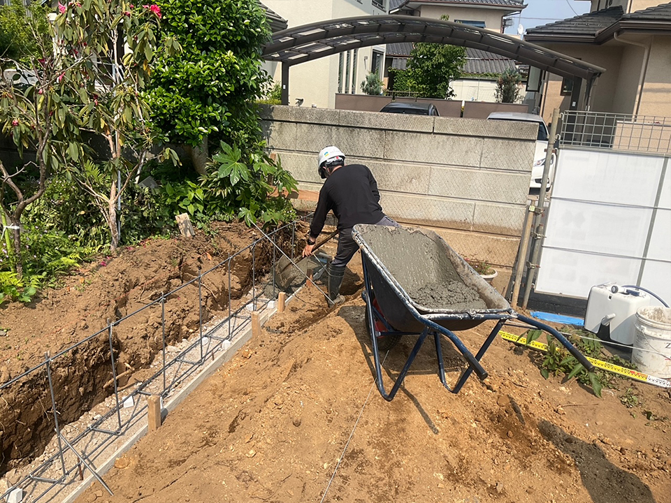 茨城県水戸市平須 外構工事/ブロック積み