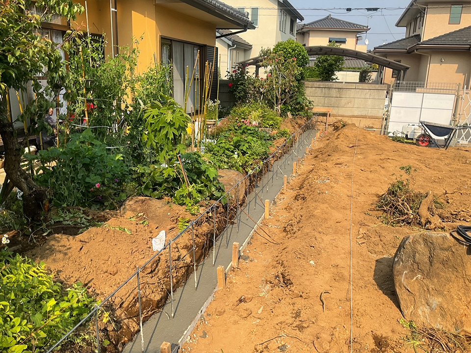 茨城県水戸市平須 外構工事/ブロック積み